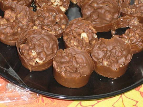 Bouchées au chocolat caramel et riz soufflé