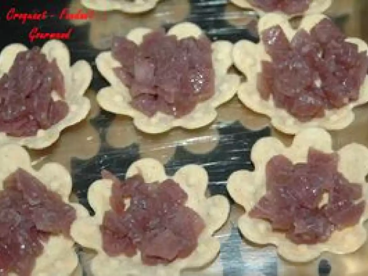 BOUCHÉES au CONFIT d'OIGNONS et FOIE GRAS