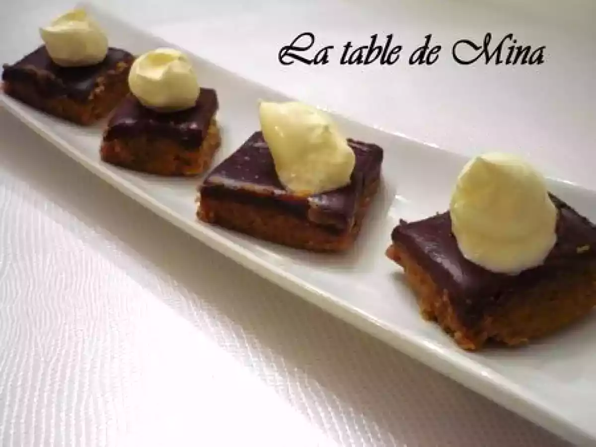 Bouchées aux noix et miel, ganache chocolat