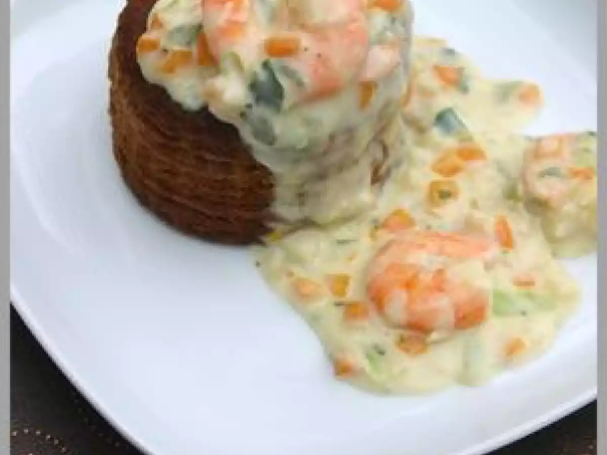 Bouchées aux scampis et aux petits légumes
