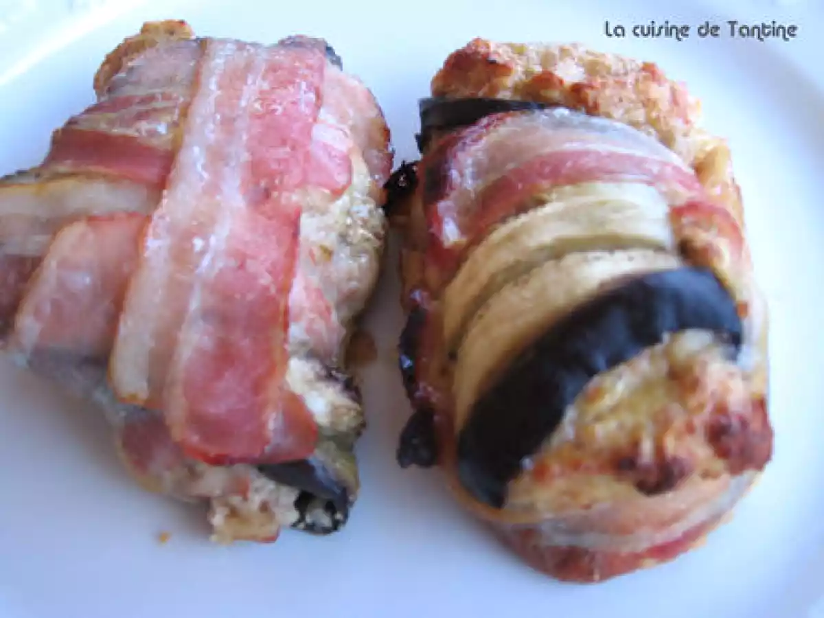 Bouchées d'aubergine au lard