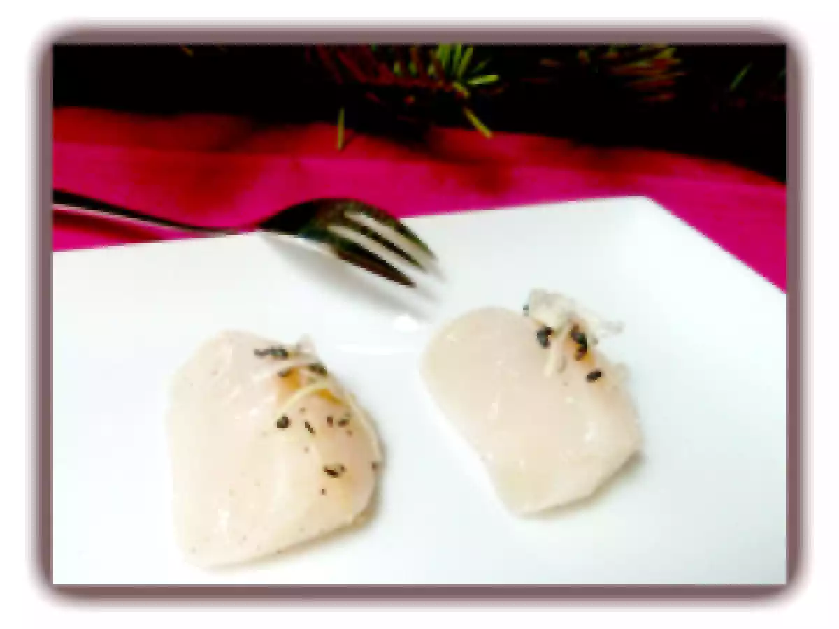 Bouchées de Saint Jacques confites au sel, sésame et gingembre. - photo 2