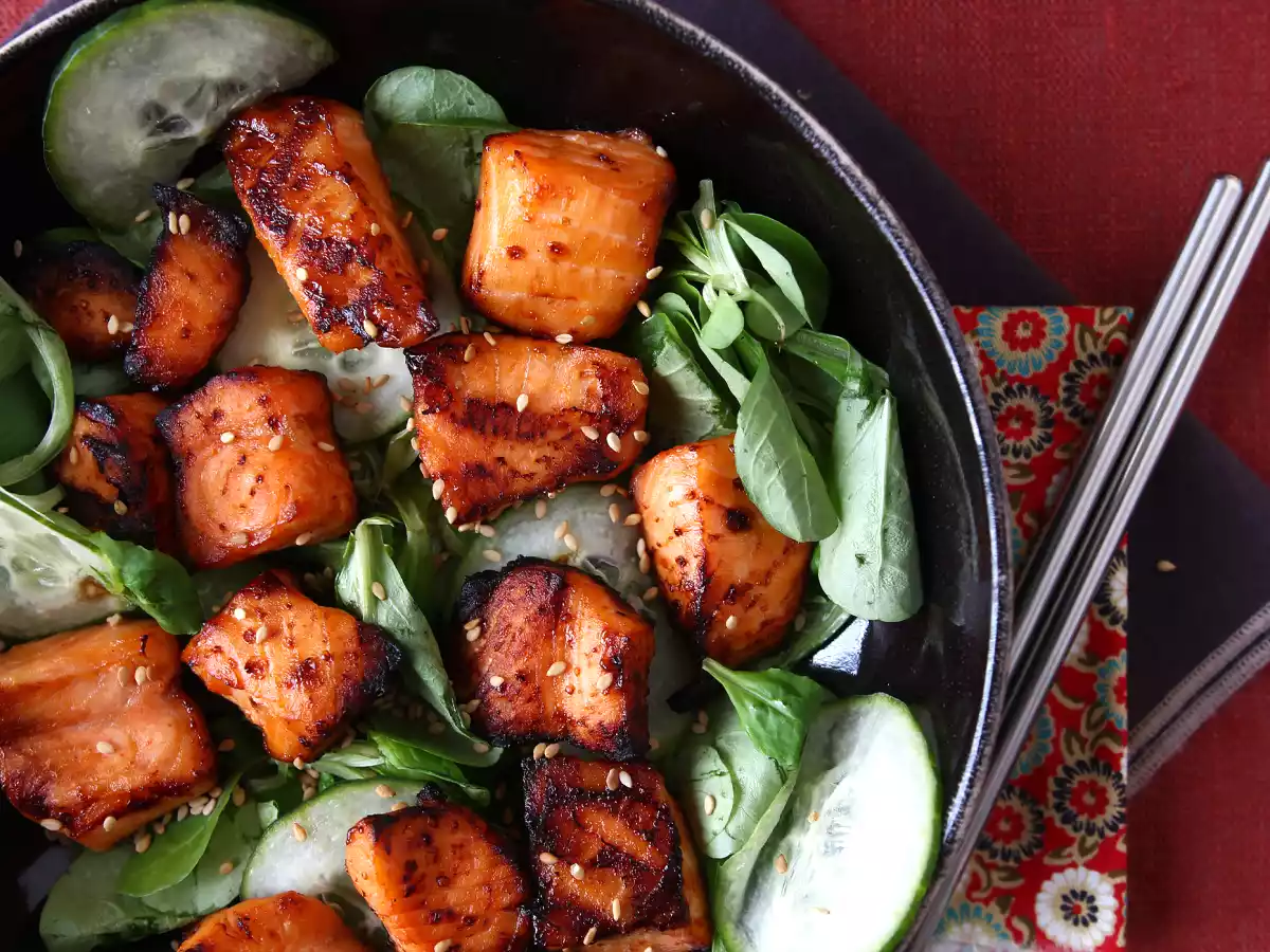 Bouchées de saumon au Air fryer avec une marinade asiatique - photo 4