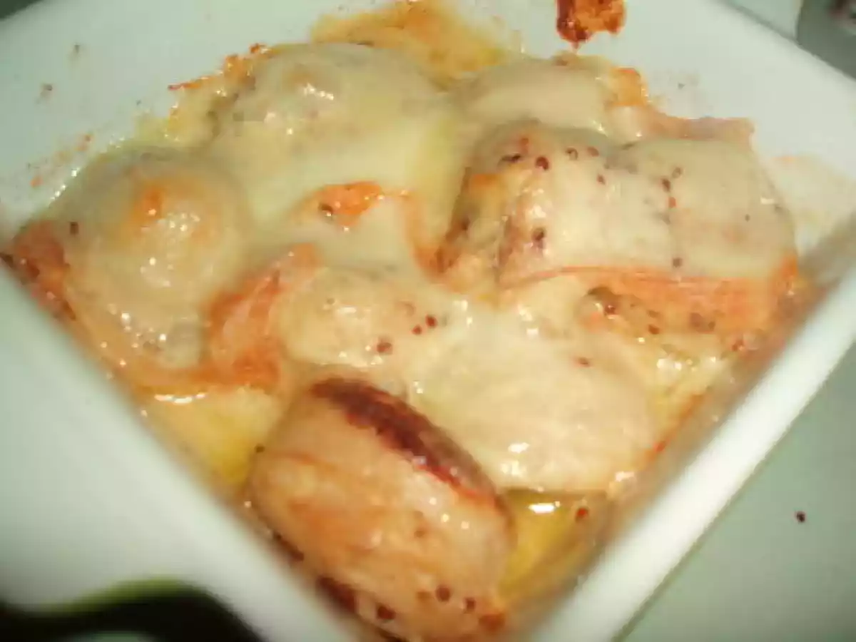 Boudin blanc gratiné au Maroilles