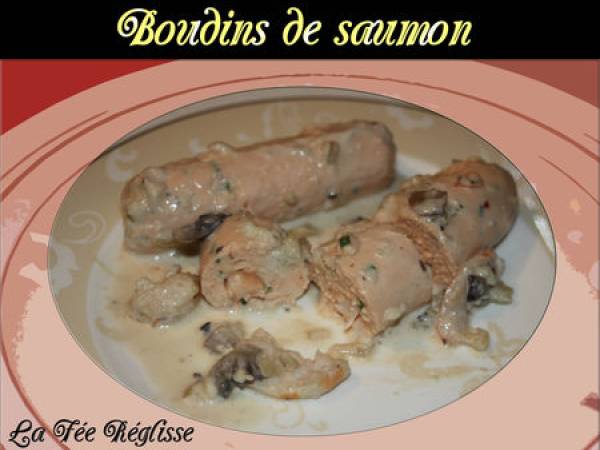 Boudins de saumon, sauce aux champignons