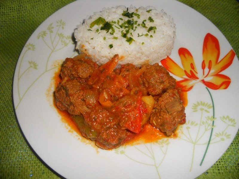 Boulettes de boeuf pomme de terre, poivrons, Recette Ptitchef