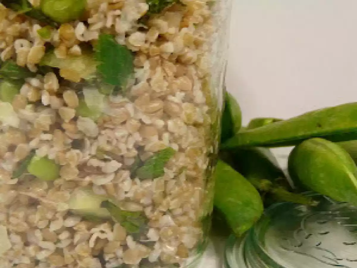 Boulghour aux petits pois crus, menthe ...