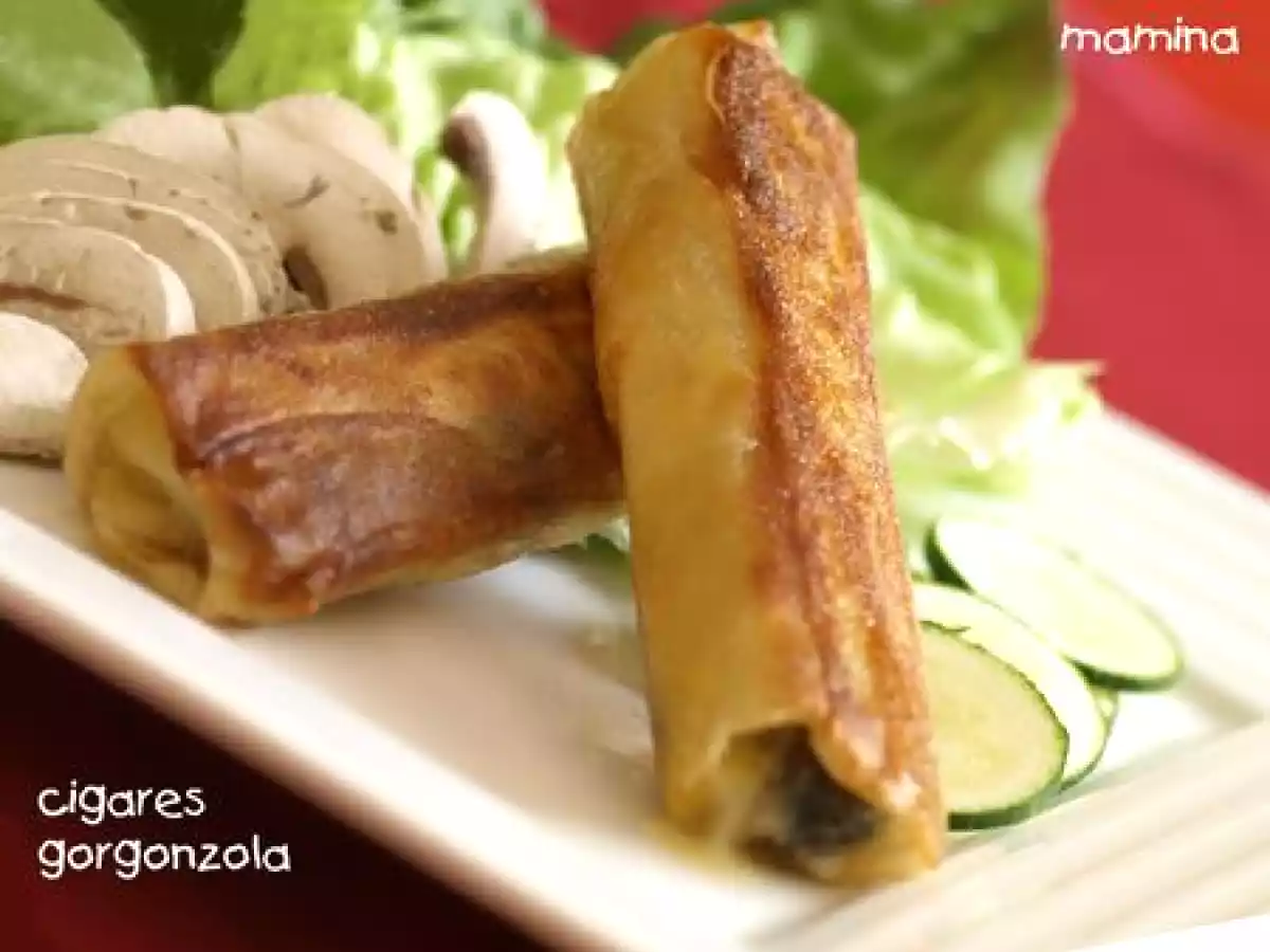 Bricks au gorgonzola, courgettes et olives noires