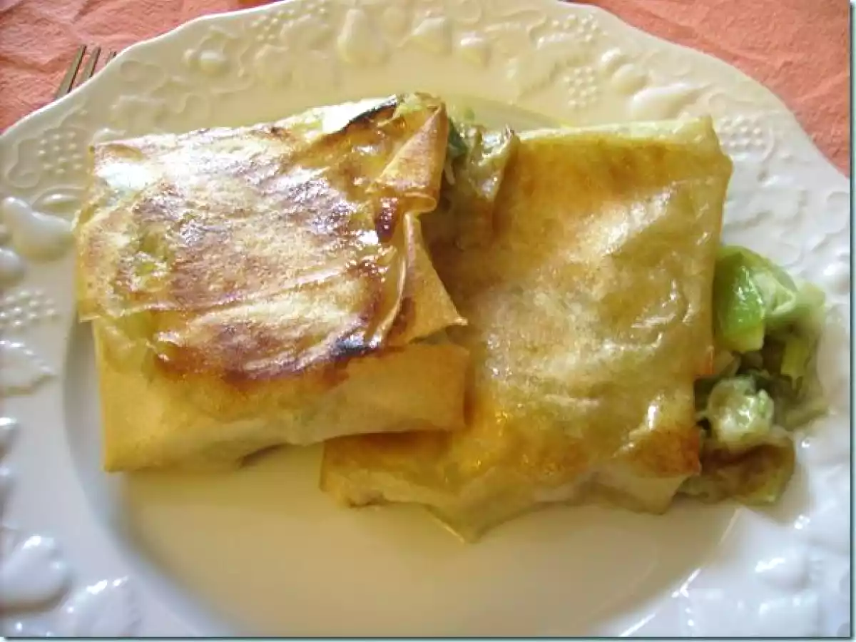 Bricks au poireau, Chèvre et miel