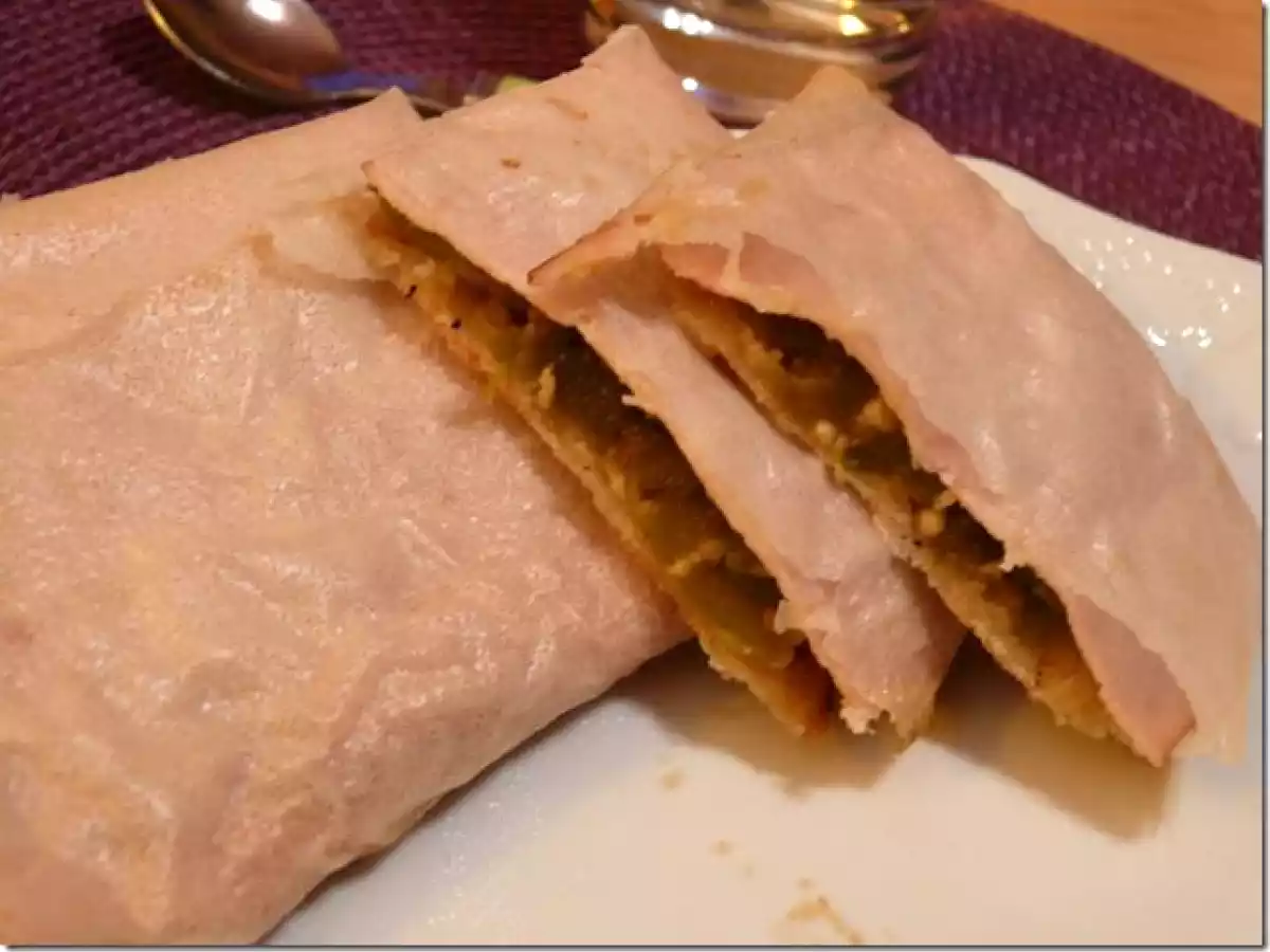 Bricks au Royal d'Aubergine, jambon braisé et poivrons verts - photo 2