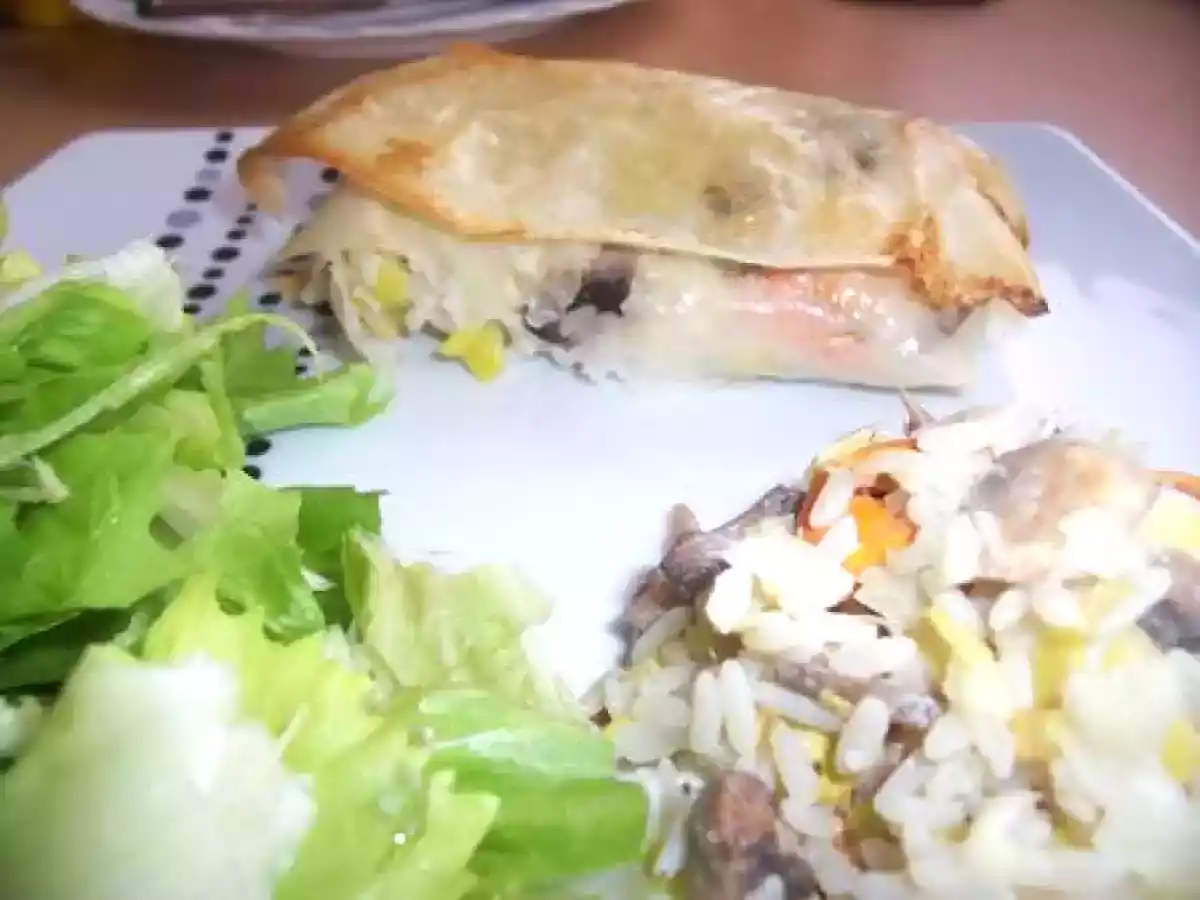 Bricks moules - poireaux - riz