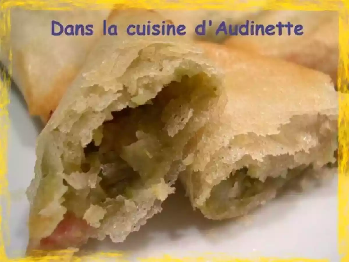 Briouats aux haricots verts, chèvre et jambon