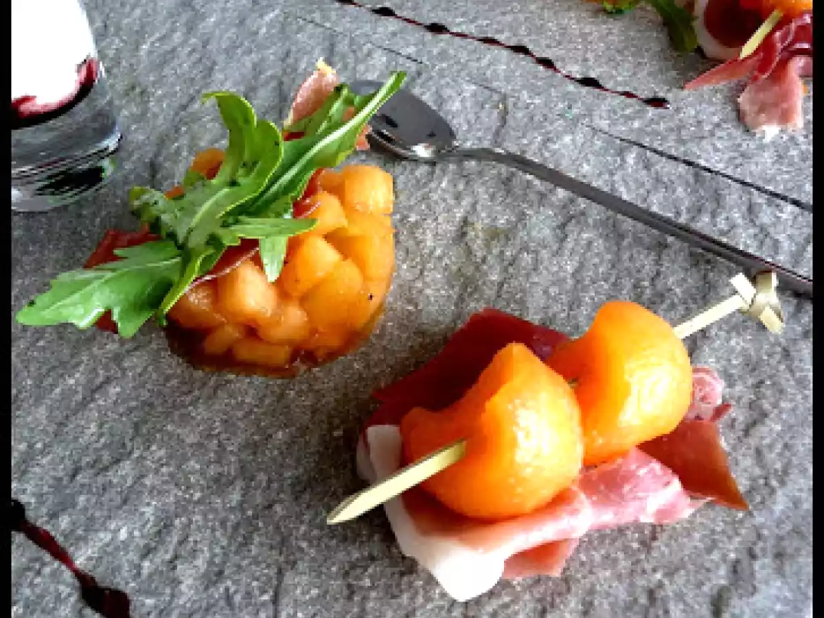 Brochette de Billes de Melon aux Zestes de Citron, Jambon d'Ardenne - photo 2