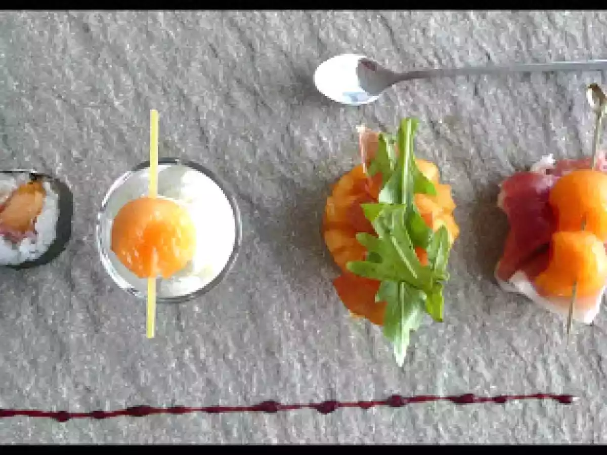 Brochette de Billes de Melon aux Zestes de Citron, Jambon d'Ardenne - photo 3