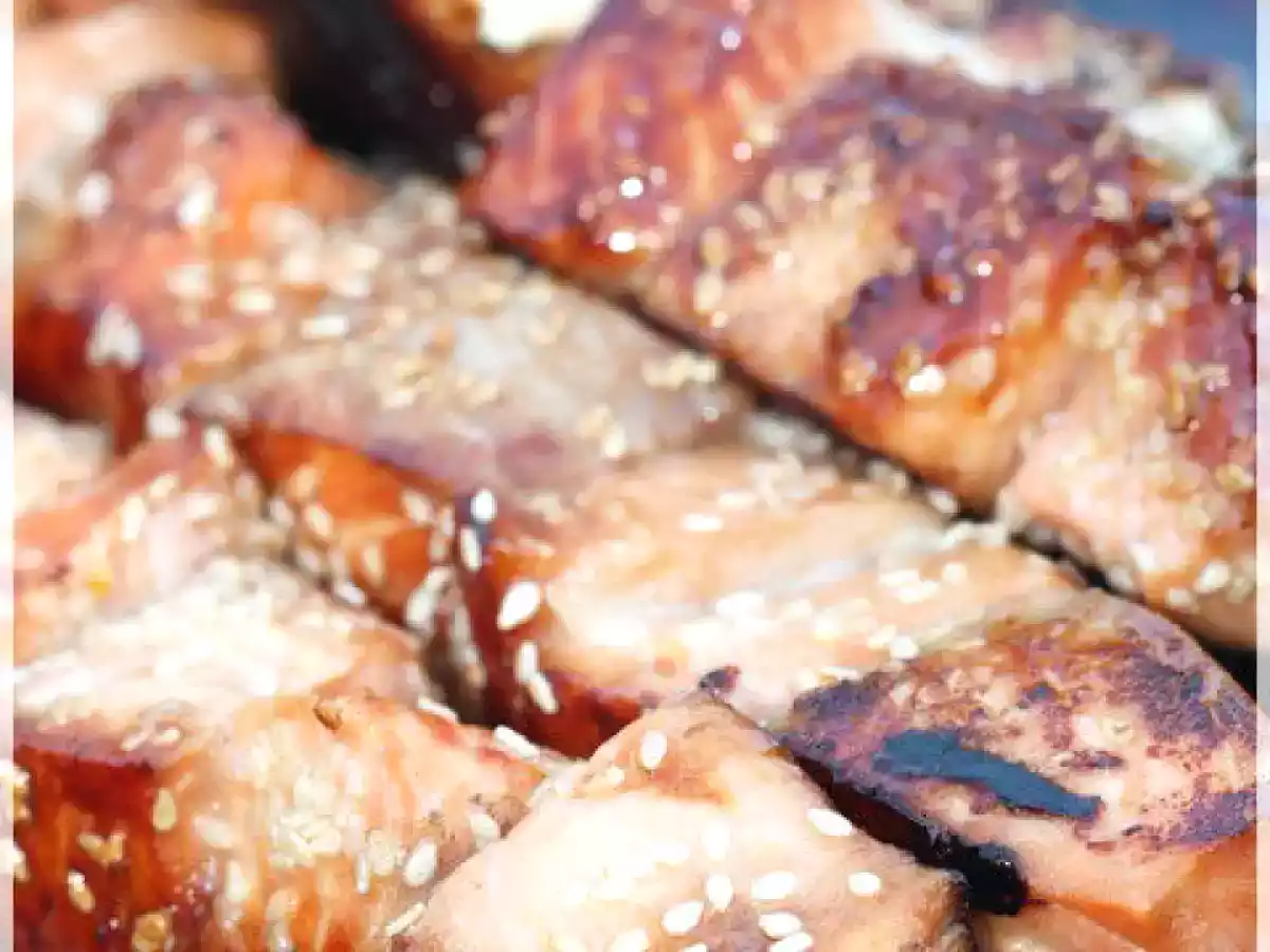 Brochette de saumon au sirop d'érable