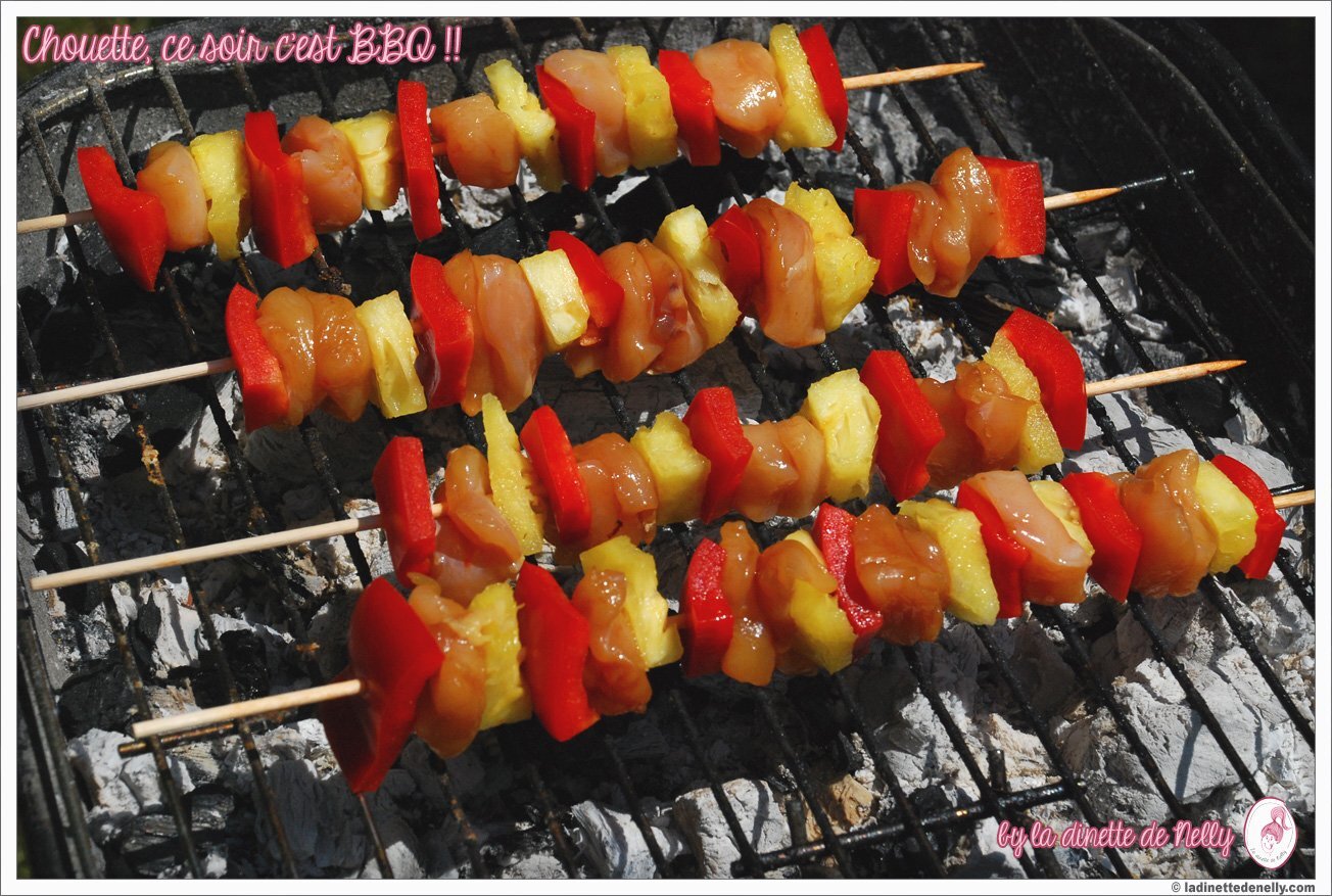 Brochette exotique poulet, ananas et poivron Recette Ptitchef