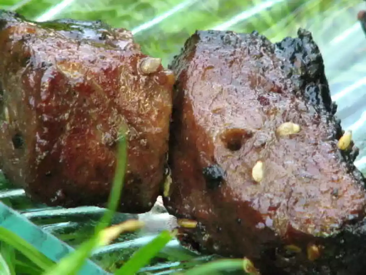 Brochettes de boeuf mariné