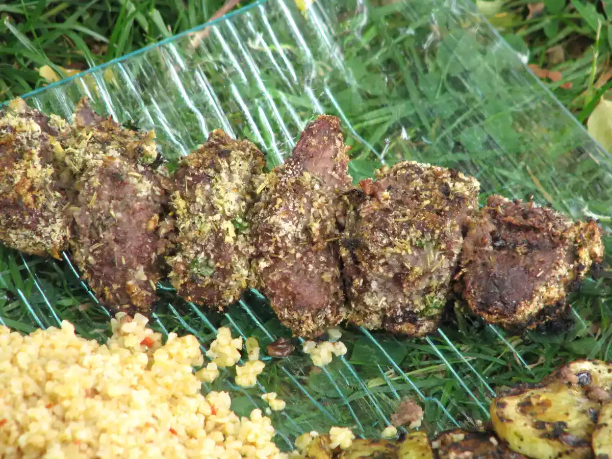 Brochettes de boeuf panées à la farine de manioc
