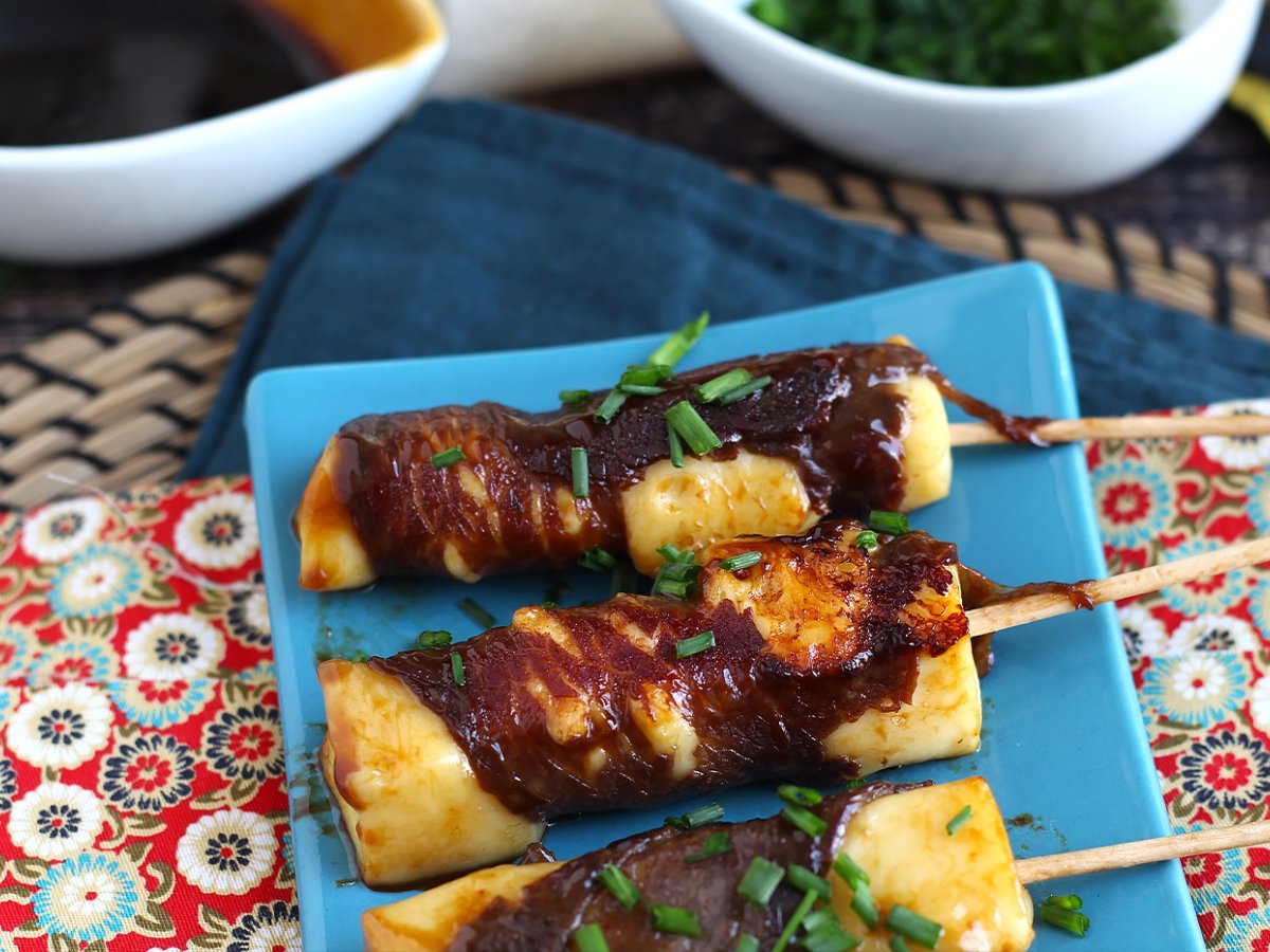 Recette de brochettes de boeuf yakitori au fromage