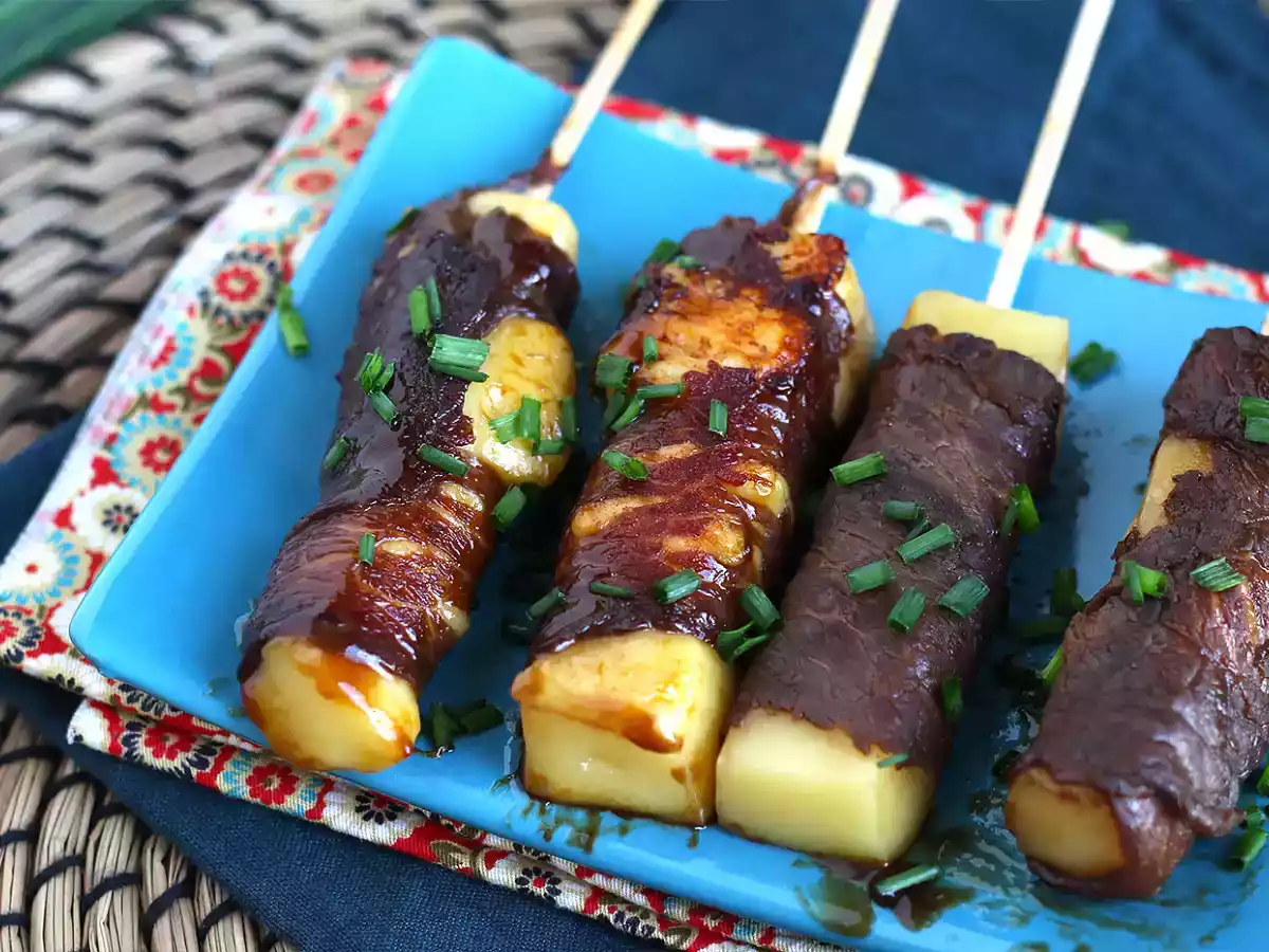 Brochettes de boeuf Yakitori au fromage