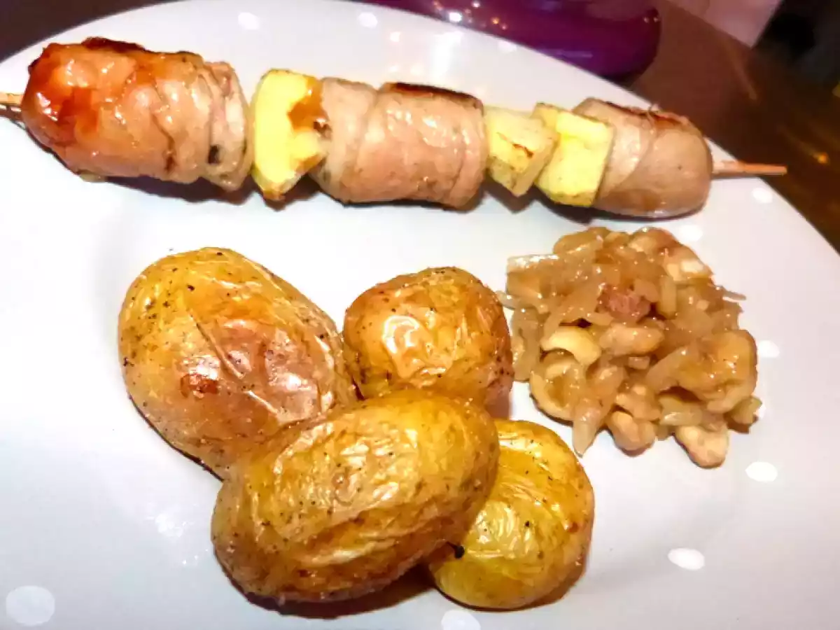 Brochettes de Boudin Blanc et sa Compotée de Chataignes - photo 2