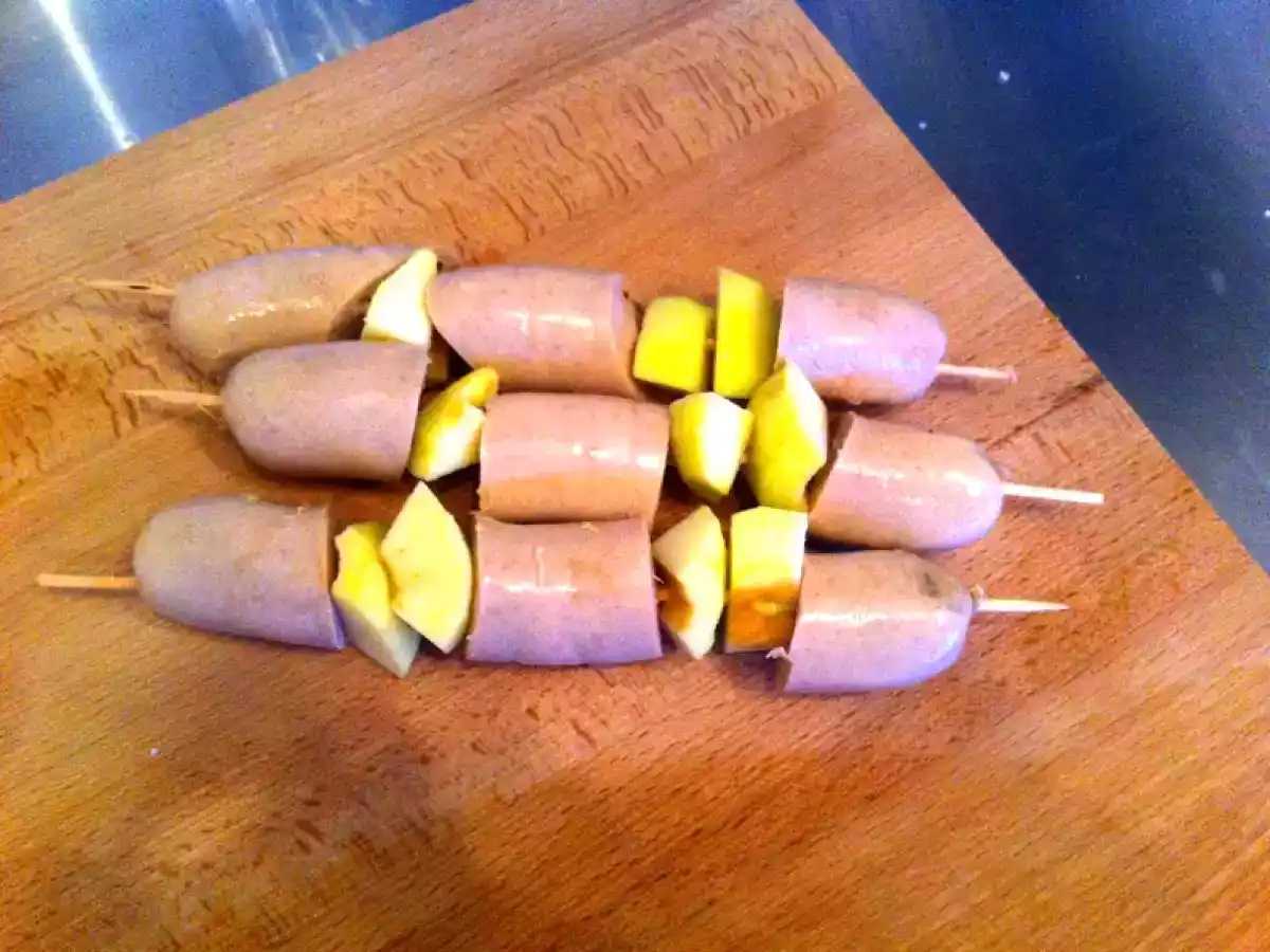 Brochettes de Boudin Blanc et sa Compotée de Chataignes - photo 3