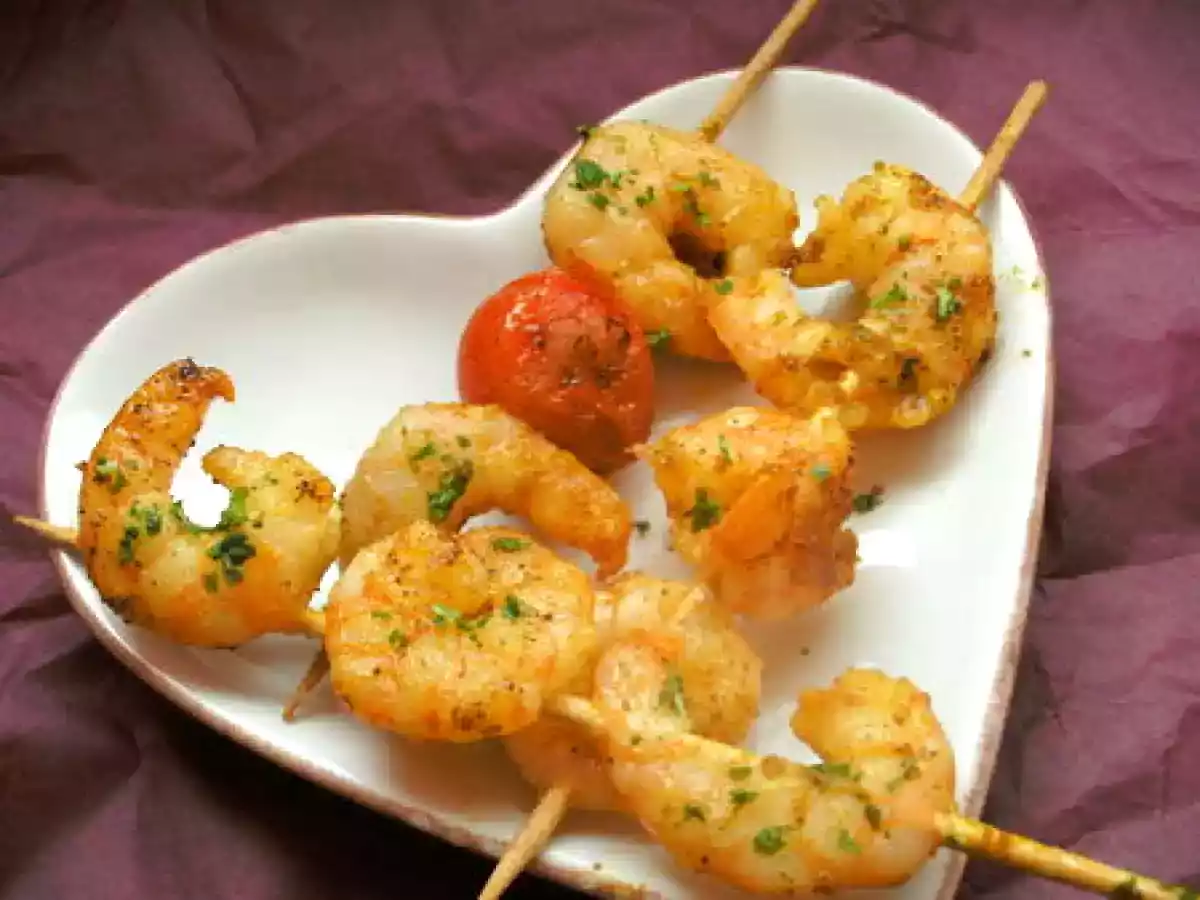 Brochettes de crevettes au curry