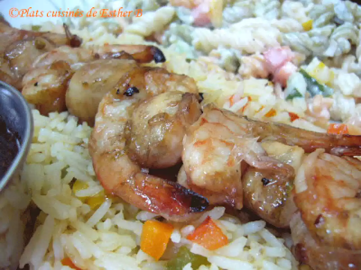 Brochettes de crevettes et de pétoncles