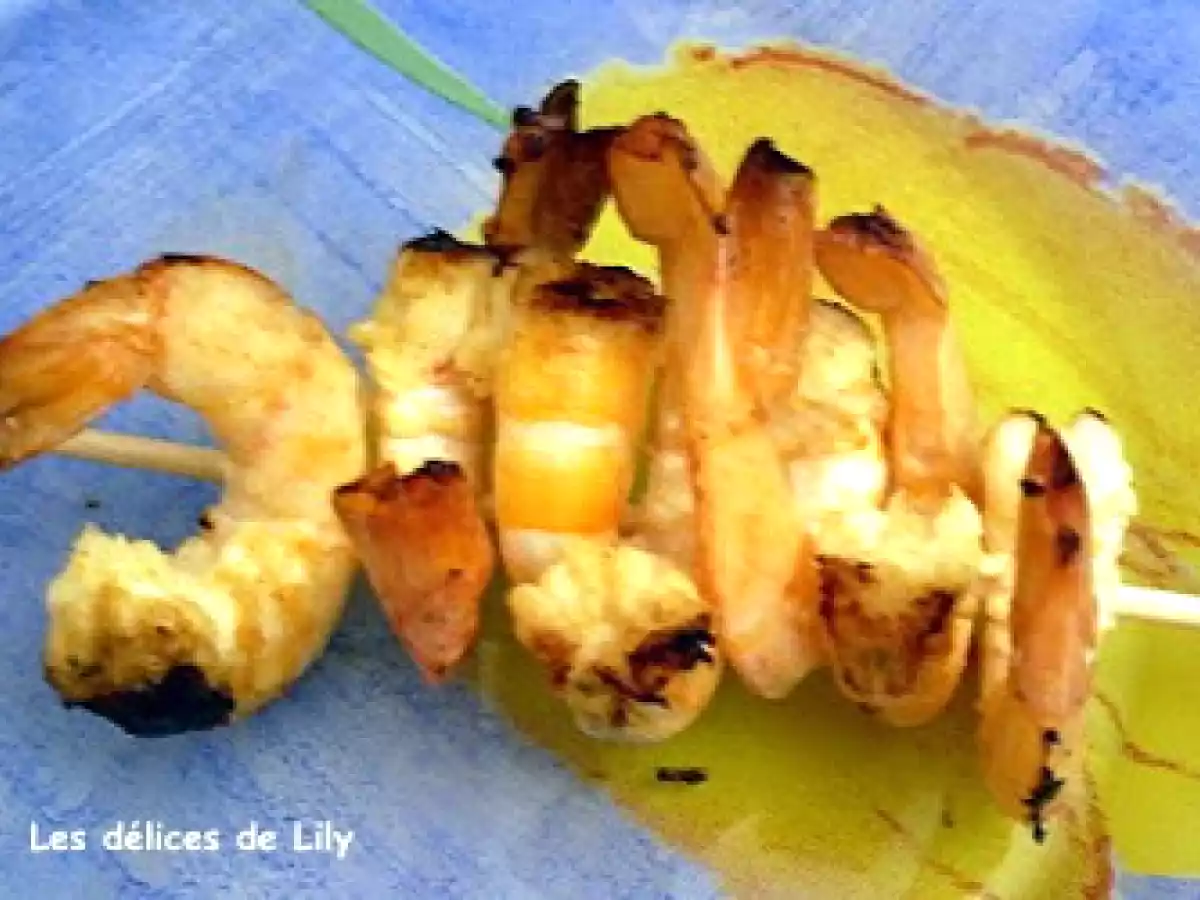 Brochettes de crevettes piquantes