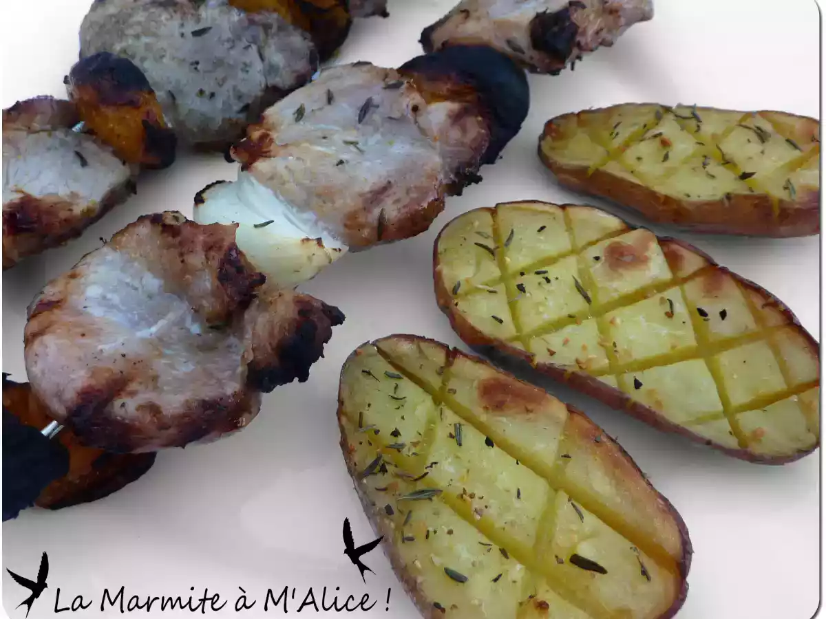 Brochettes de Grenadins de Porc aux Abricots