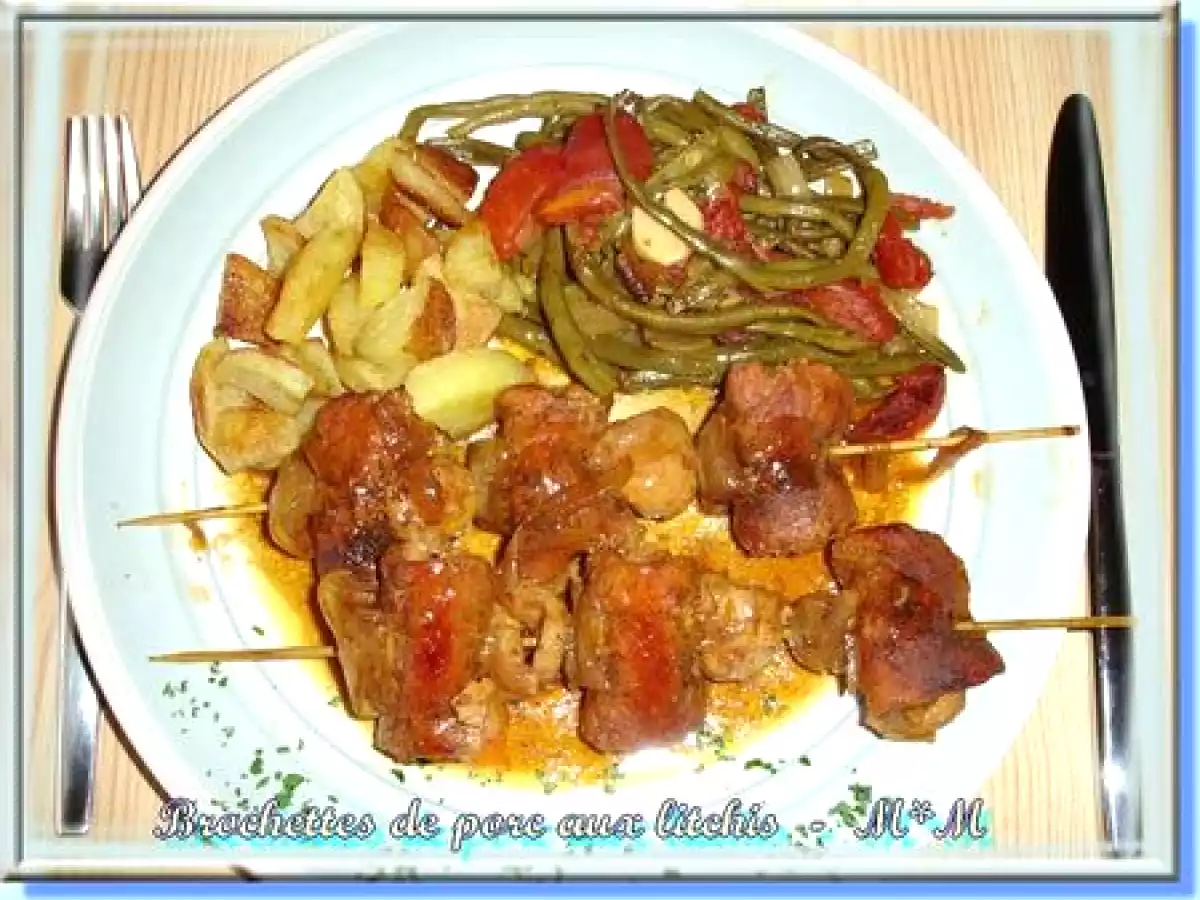 Brochettes de porc aux litchis