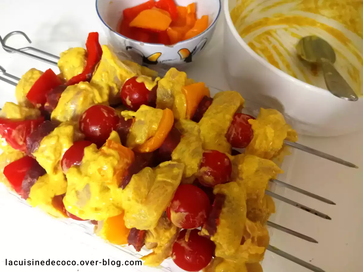 Brochettes de poulet au chorizo et curry - photo 2