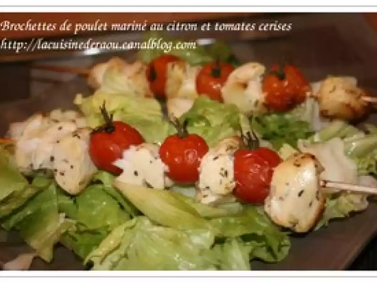 Brochettes de poulet au citron et tomates cerises