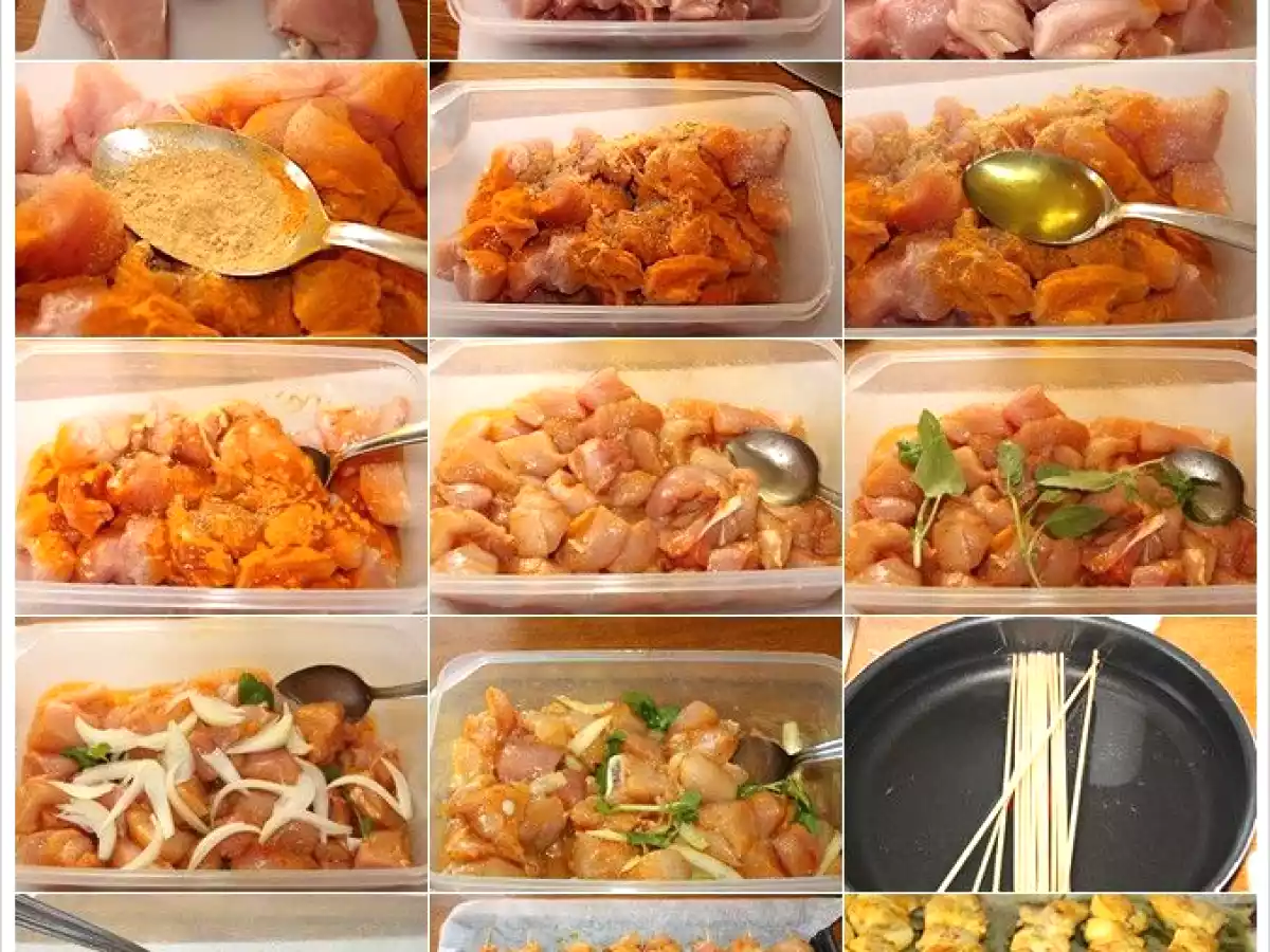 Brochettes de poulet au curcuma et au gingembre