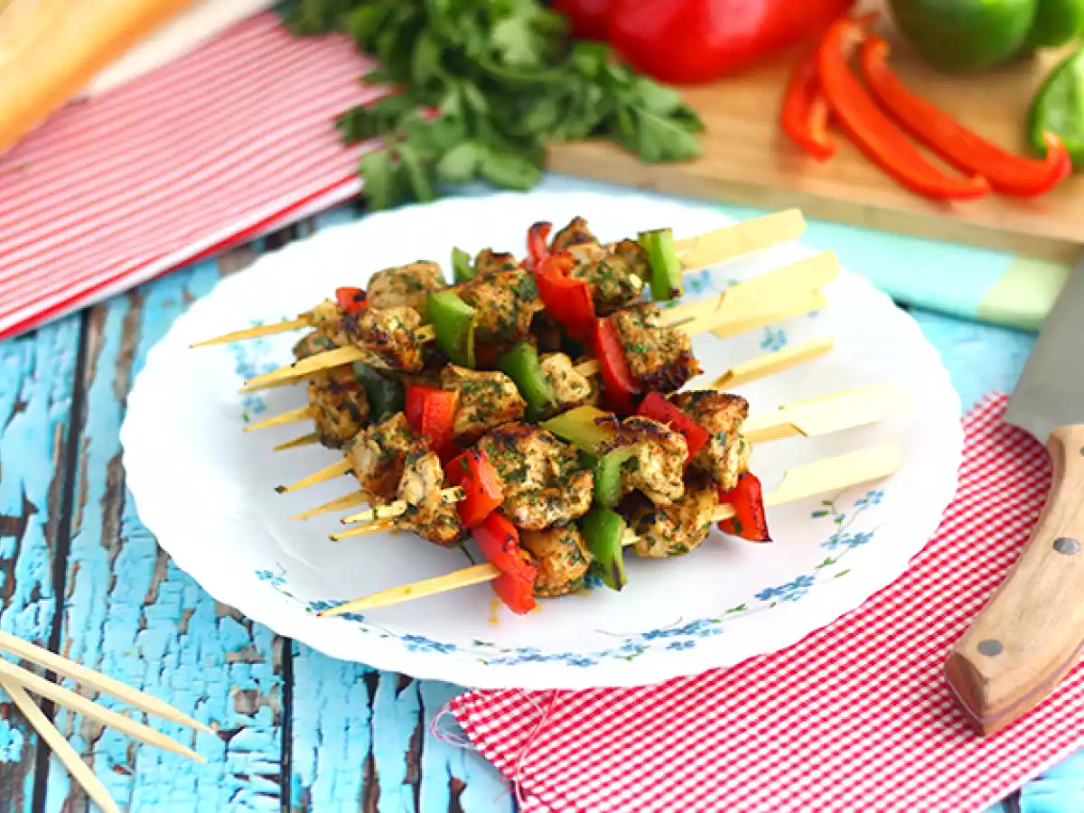 Brochettes de poulet au poivron