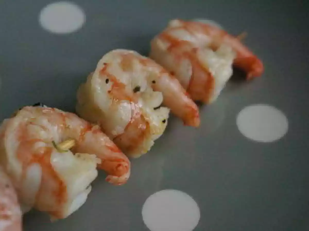 Brochettes de Scampis marinés