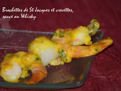 Brochettes de St Jacques et crevettes au Whisky