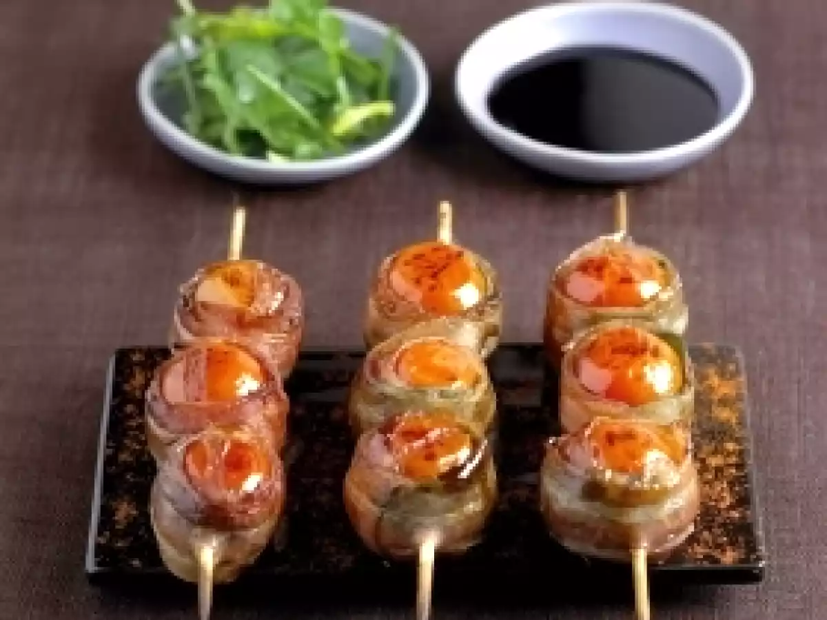 Brochettes de tomates cerise au lard et balsamique
