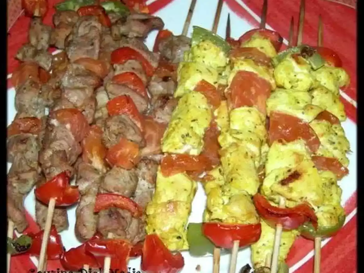 Brochettes de veau et de poulet aux 3 Poivres du Kerala