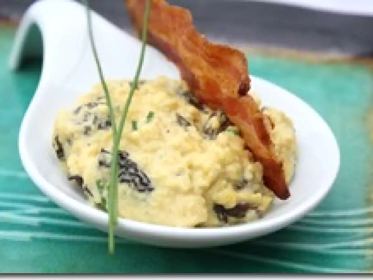 Brouillade aux Morilles et Croustillant de Pancetta