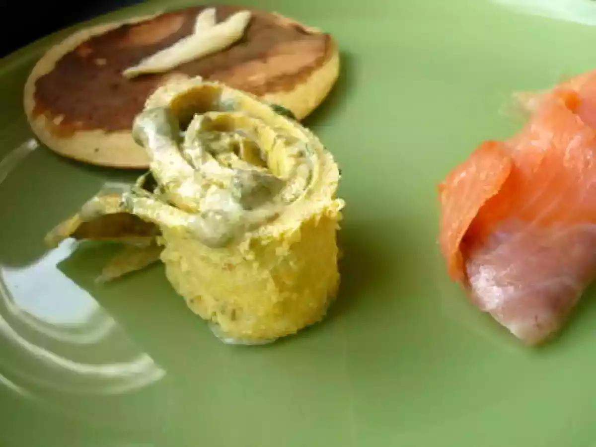 Brunch en famille (1)... roulé d'omelette à l'oseille et pancakes à la ricotta