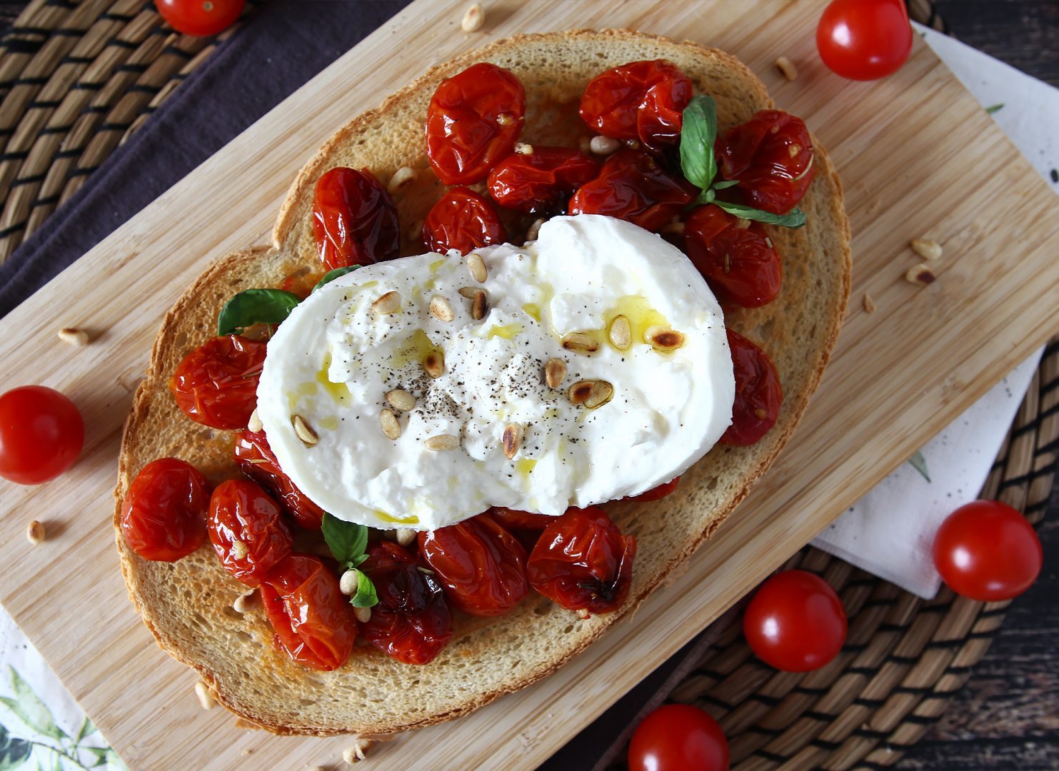 Bruschetta de tomates roties et burrata Recette Ptitchef
