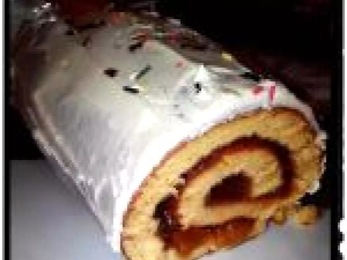 Bûche à la crème de marron vanillée et abricots