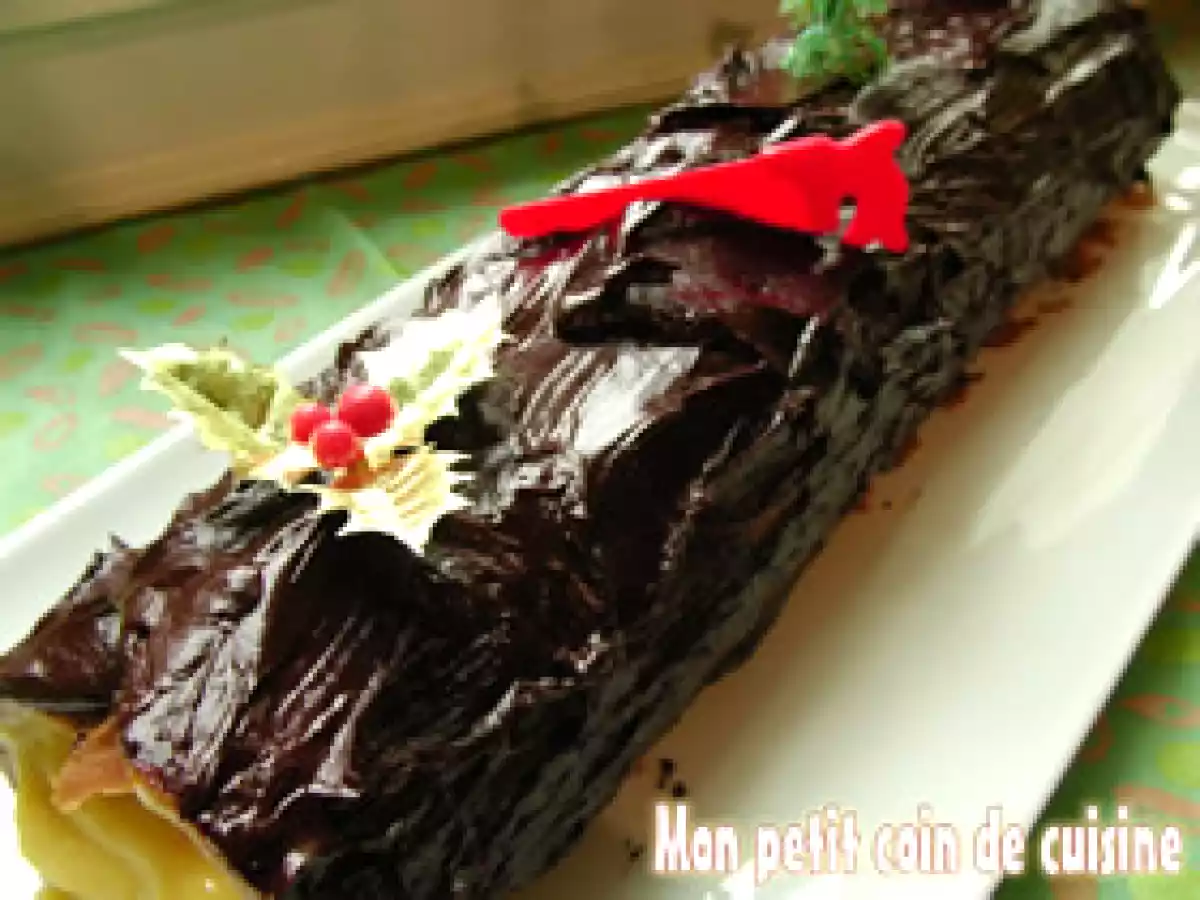 Bûche au chocolat, à la châtaigne et à l'orange