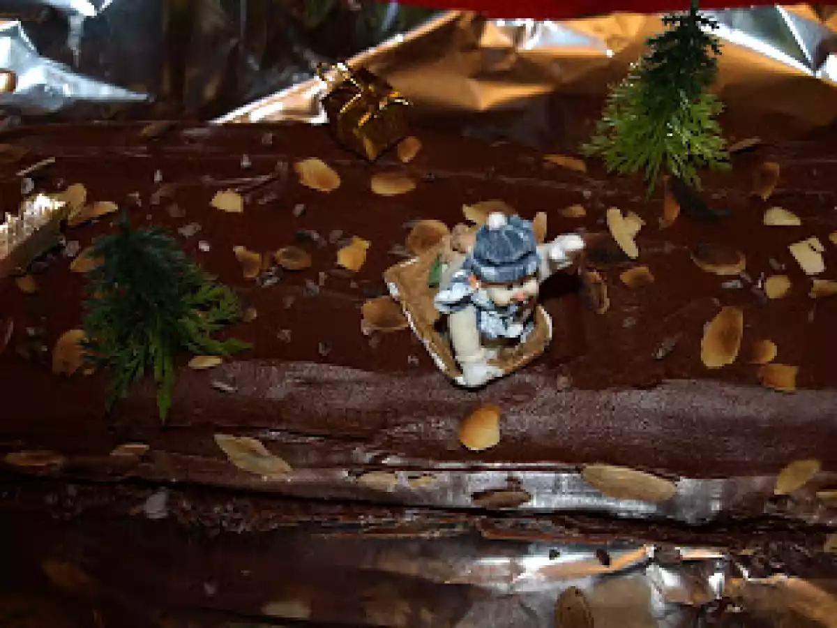 Buche de Noël au chocolat et aux poires