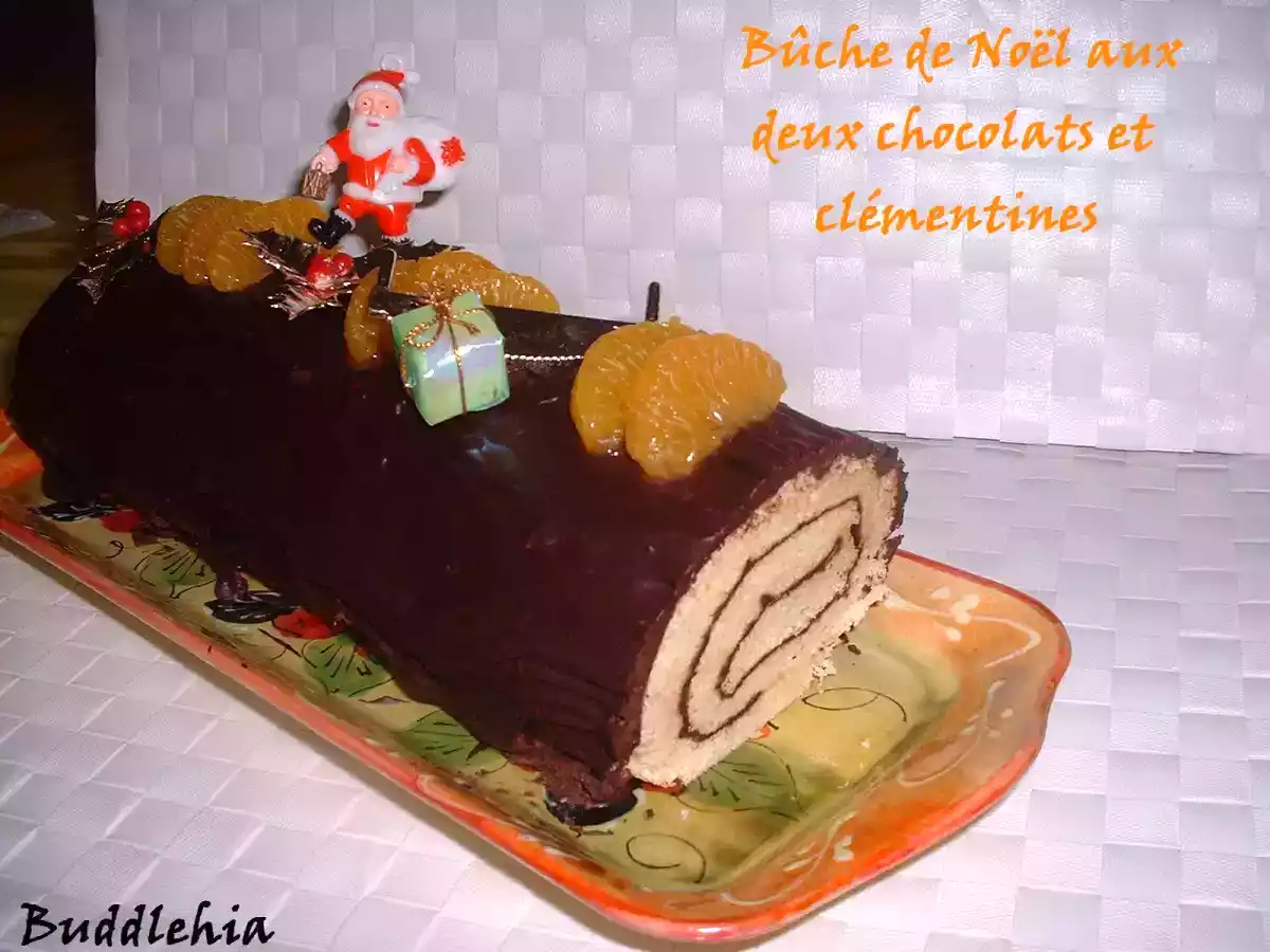 Bûche de Noël aux deux chocolats et clémentines
