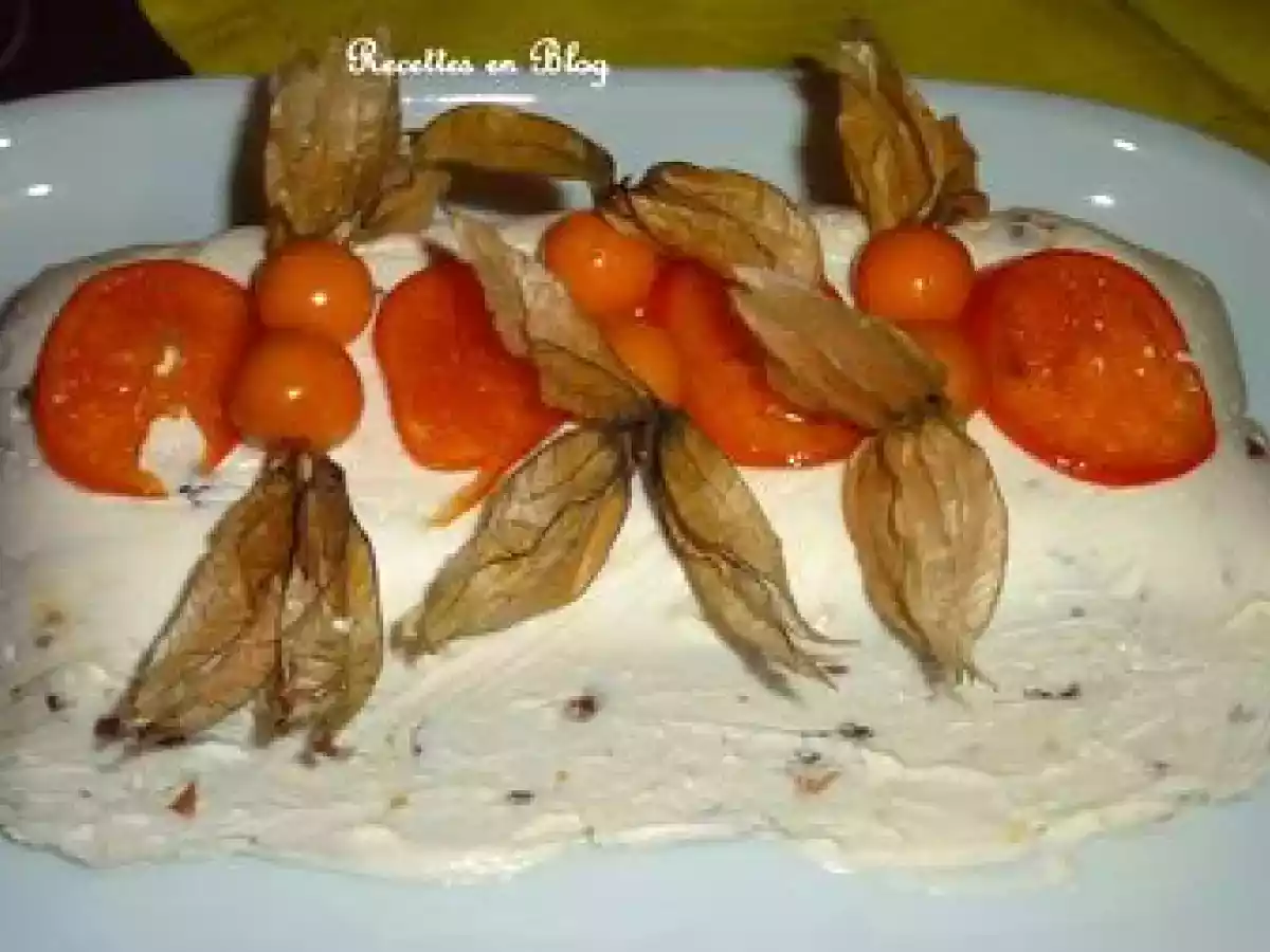 BUCHE DE NOUGAT GLACE AU SAFRAN, AUX DATTES ET A LA CLEMENTINE CONFITE