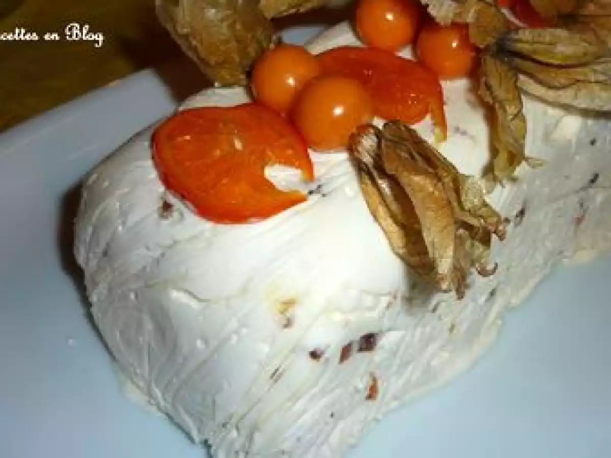 BUCHE DE NOUGAT GLACE AU SAFRAN, AUX DATTES ET A LA CLEMENTINE CONFITE - photo 2