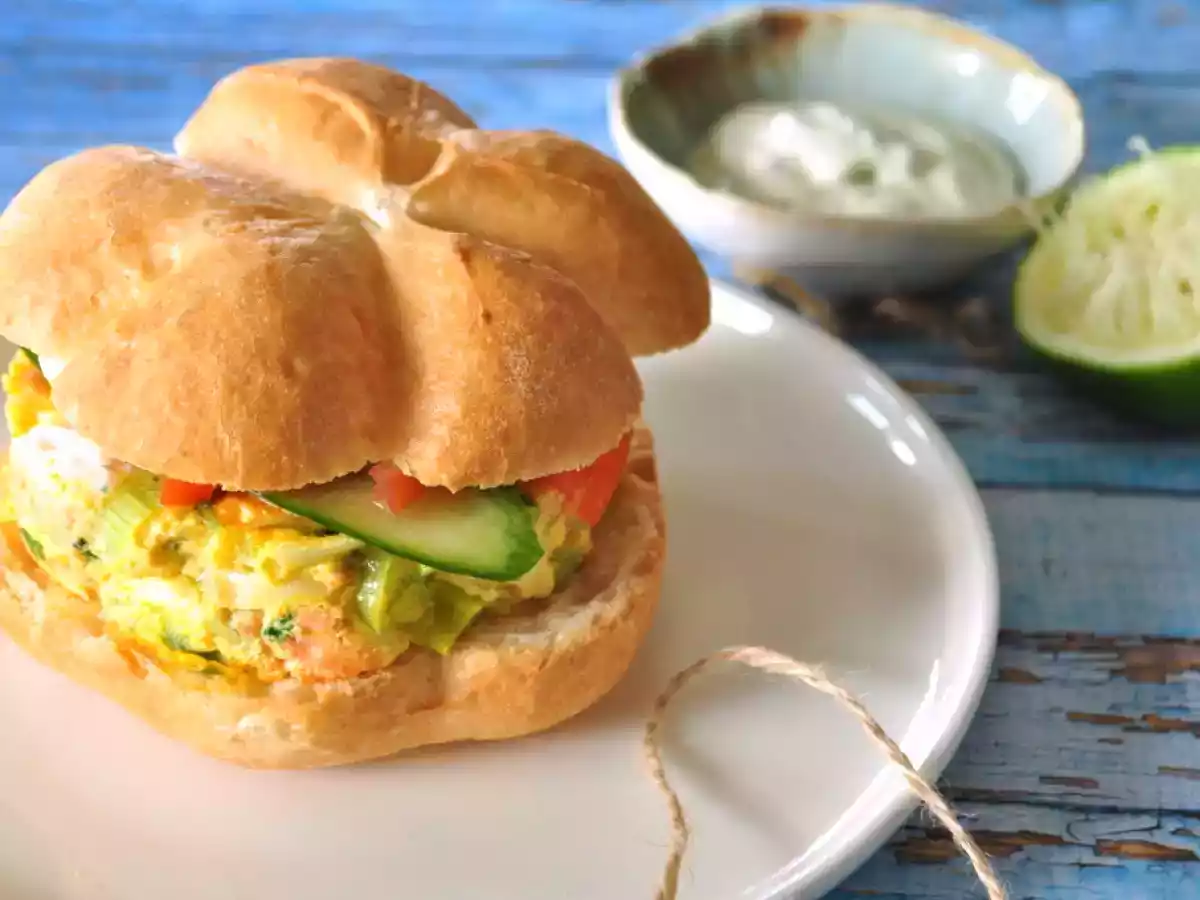 Burger de saumon & sauce coriandre