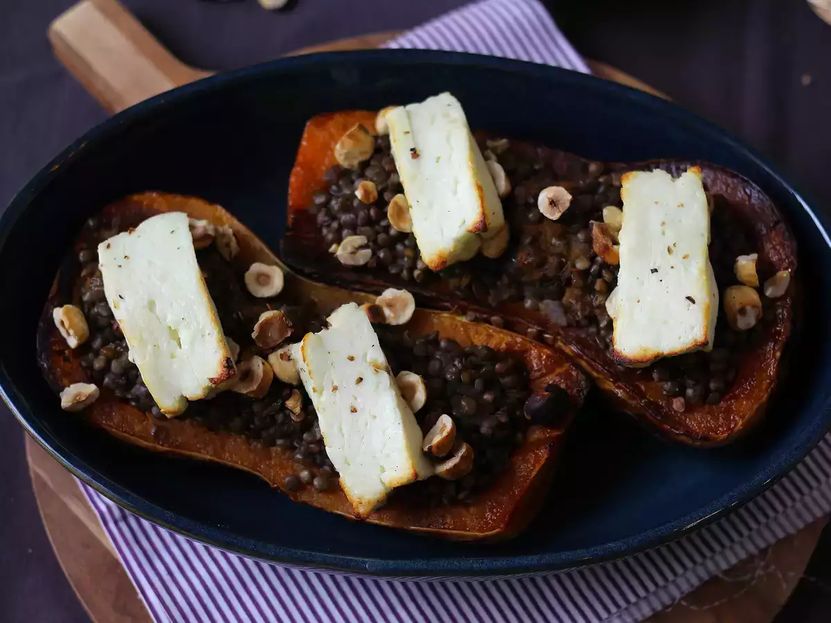 Butternut farcie aux lentilles et halloumi - photo 2